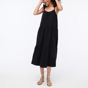 J. Crew | NWT ✨ Black Ruffle-strap Guaze Maxi Dress